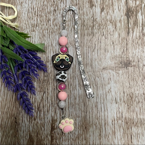 Bookmark Dog Space Handcrafted Artisan Beaded Metal Journal Gifts Read Book - Picture 2 of 5